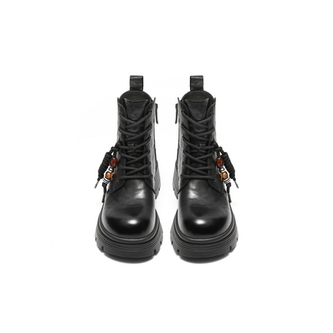 百丽厚底增高马丁靴女2025冬新商场同款真皮串珠时尚短靴F2T1DDD5