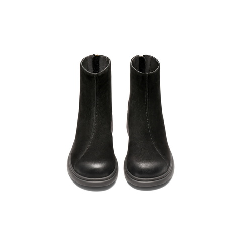 百丽复古擦色时装靴女2025冬新气质百搭粗跟增高短靴B2910DD5