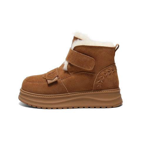 百丽厚底增高雪地靴女2025冬新商场同款保暖魔术贴东北靴E8R1DDD5