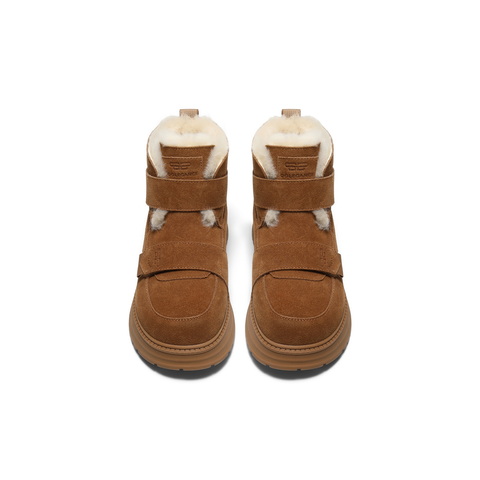 百丽厚底增高雪地靴女2025冬新商场同款保暖魔术贴东北靴E8R1DDD5