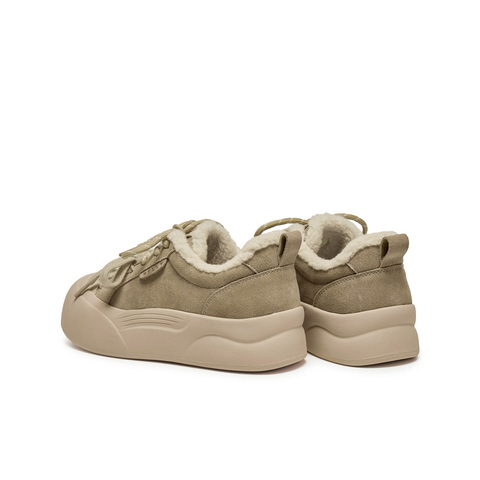 百丽复古厚底增高毛毛鞋女2025冬新加绒保暖休闲板鞋B2842DM5