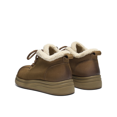 百丽复古可爱大头休闲靴女2025冬新商场同款真皮厚底短靴E5D2DDD5