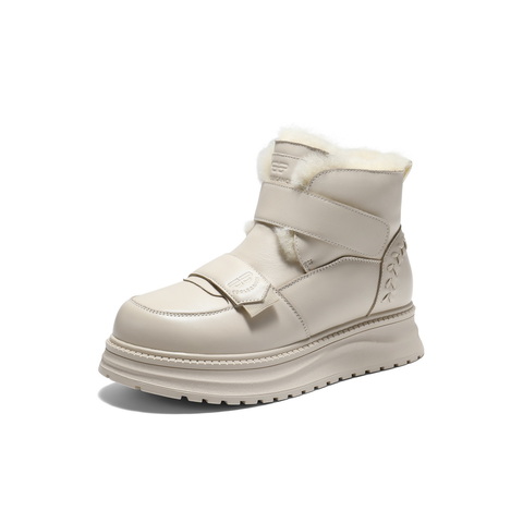 百丽厚底增高雪地靴女2025冬新商场同款保暖魔术贴东北靴E8R1DDD5