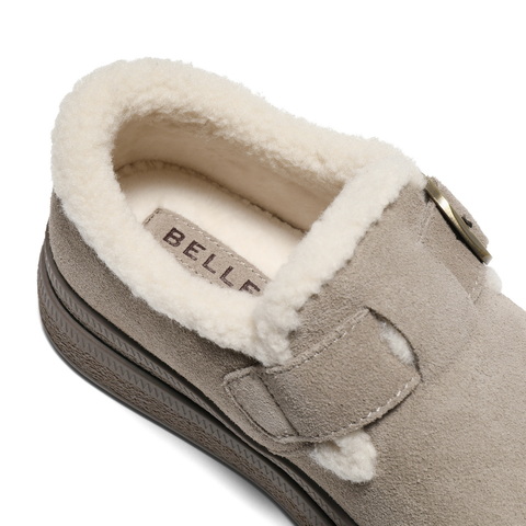 百丽复古皮带扣勃肯鞋女2025冬新厚底保暖休闲毛毛鞋B2922DM5