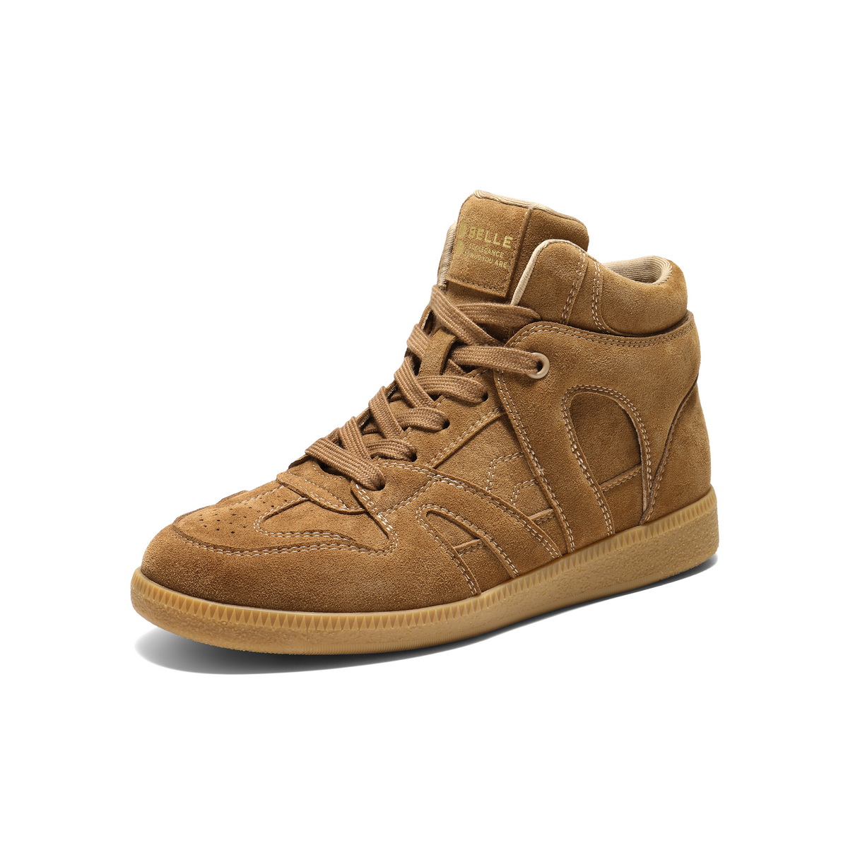 百丽复古百搭高帮鞋女2025冬新商场同款舒适薄底休闲鞋E8H1DDD5