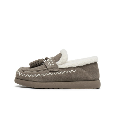 百丽复古流苏毛毛鞋女2025冬新商场同款民族风保暖休闲鞋E5B1DDM5