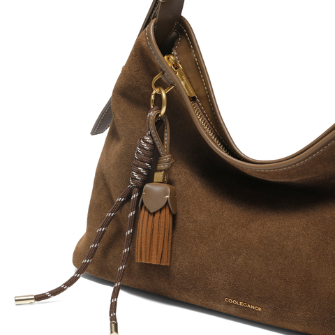 百丽包包女25秋商场同款复古绒面hobo包单肩斜挎托特X7384CX5