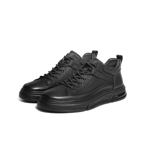 百丽高帮休闲板鞋男2025新款冬商场同款牛皮革厚底潮流鞋8WE01DD5