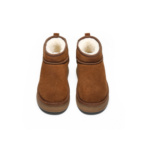 百丽复古雪地靴女2025冬新商场同款厚底增高保暖休闲短靴E8B1DDD5