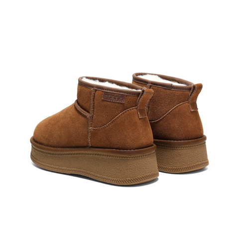 百丽复古雪地靴女2025冬新商场同款厚底增高保暖休闲短靴E8B1DDD5