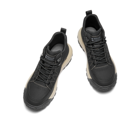 百丽高帮休闲运动鞋男2025新款冬季厚底增高时装短靴板鞋A2169DD5