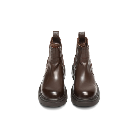 百丽复古擦色切尔西靴女2025冬新真皮厚底增高休闲短靴B2941DD5