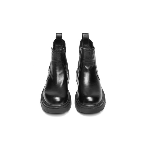 百丽复古擦色切尔西靴女2025冬新真皮厚底增高休闲短靴B2941DD5