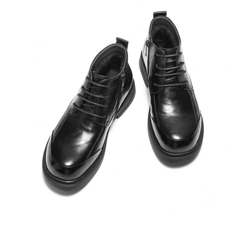 百丽潮搭马丁靴男2025新冬商场款牛皮革高帮休闲皮鞋加绒8XS01DD5