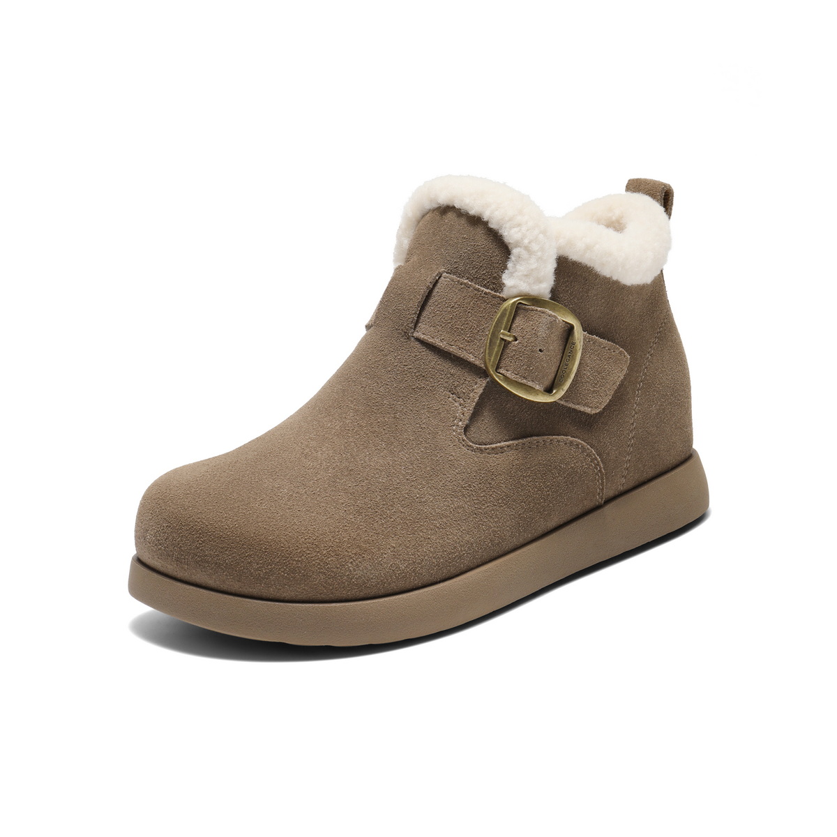 百丽复古高帮勃肯鞋女2025冬新商场同款内增高保暖休闲鞋E5A1DDD5