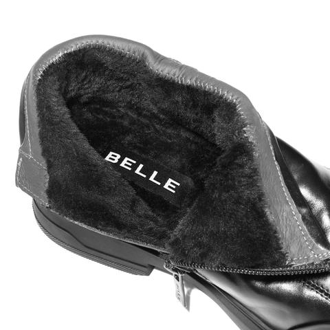 百丽时尚套筒休闲靴男2025新冬商场款牛皮切尔西短靴加绒8XS02DD5