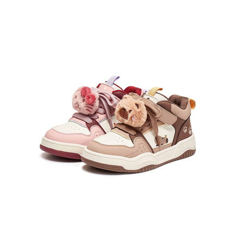百丽卡通撞色高帮板鞋女童2025冬新商场同款童趣休闲鞋25080D85