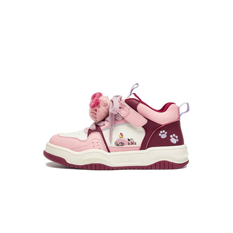 百丽卡通撞色高帮板鞋女童2025冬新商场同款童趣休闲鞋25080D85