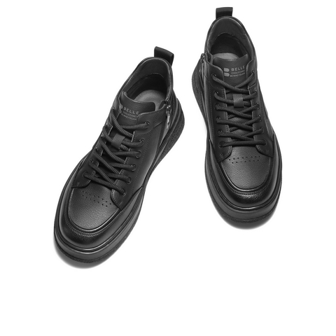 百丽高帮休闲板鞋男2025新款冬季厚底增高户外潮搭低靴A2238DD5