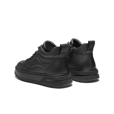 百丽高帮休闲板鞋男2025新款冬季厚底增高户外潮搭低靴A2238DD5