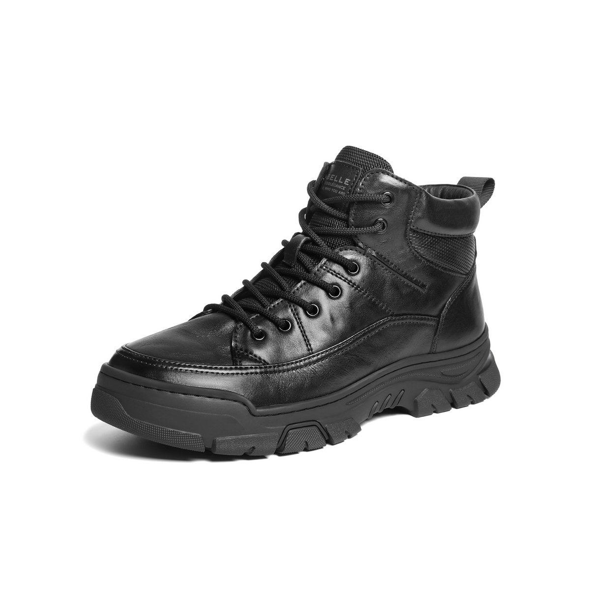 百丽高帮休闲皮靴男2025新款冬商场款牛皮革厚底保暖短靴8YA01DD5