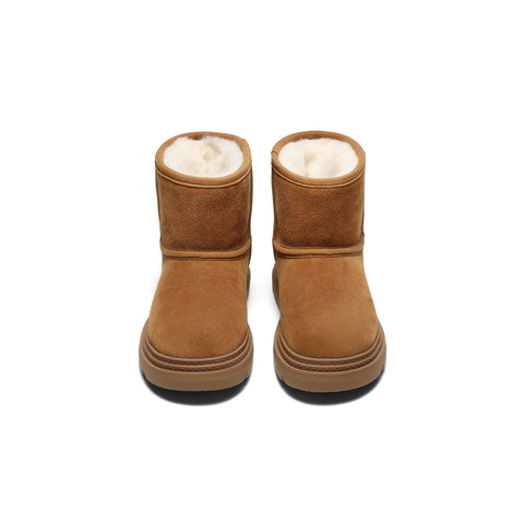 百丽复古质感雪地靴童鞋2025冬新商场同款保暖短靴25891D95