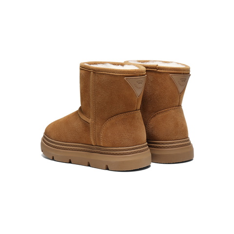 百丽复古质感雪地靴童鞋2025冬新商场同款保暖短靴25891D95