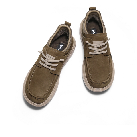 百丽高帮休闲板鞋男2025新款冬季商场款牛皮革厚底工装鞋8VD11DD5