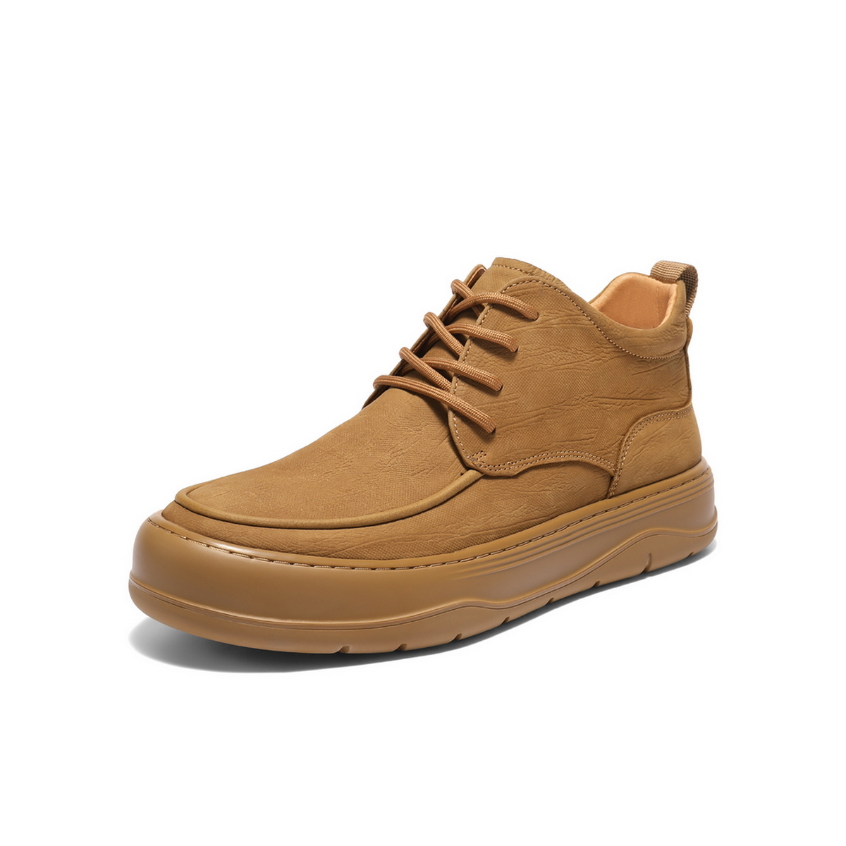 百丽高帮休闲工装鞋男2025新款冬季厚底板鞋户外短靴加绒A2178DD5