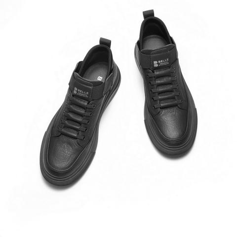 百丽高帮休闲工装鞋男2025新款冬季厚底套脚复古潮搭板鞋D3MA8DM5