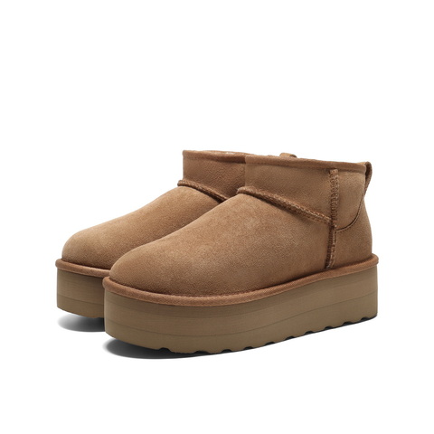 百丽复古厚底增高雪地靴女2025冬新舒适保暖百搭短靴B2931DD5