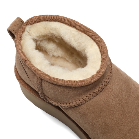 百丽复古厚底增高雪地靴女2025冬新舒适保暖百搭短靴B2931DD5