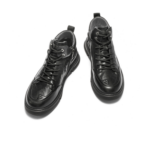 百丽高帮休闲皮鞋男2025新款冬季商场同款牛皮革舒适板鞋8WG01DD5