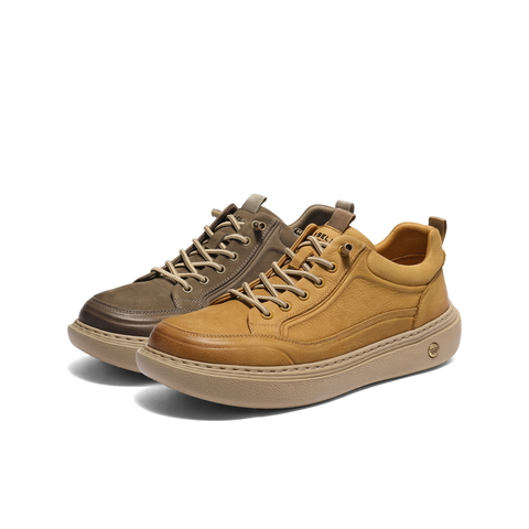 百丽时尚休闲板鞋男2025新款冬商场同款牛皮革套脚工装鞋8YE01DM5