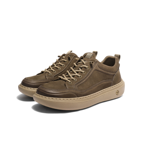 百丽时尚休闲板鞋男2025新款冬商场同款牛皮革套脚工装鞋8YE01DM5