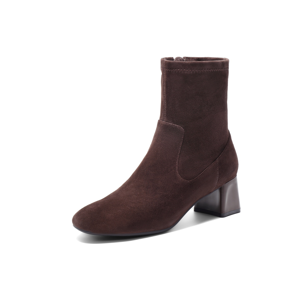 百丽简约气质时装靴女2025冬新真皮优雅高跟通勤短靴B2944DZ5