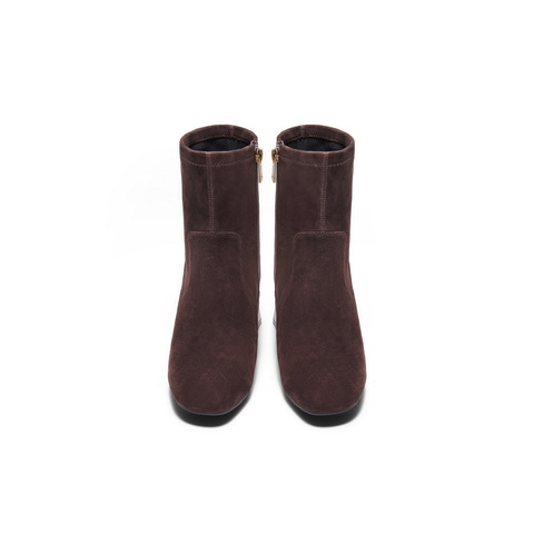 百丽简约气质时装靴女2025冬新真皮优雅高跟通勤短靴B2944DZ5