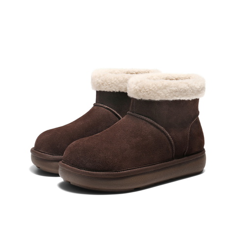 百丽复古翻毛靴筒雪地靴女2025冬新简约大头百搭休闲短靴B2960DD5