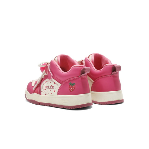 百丽时尚撞色高帮板鞋女童2025冬新商场同款绒毛球休闲鞋82130D85