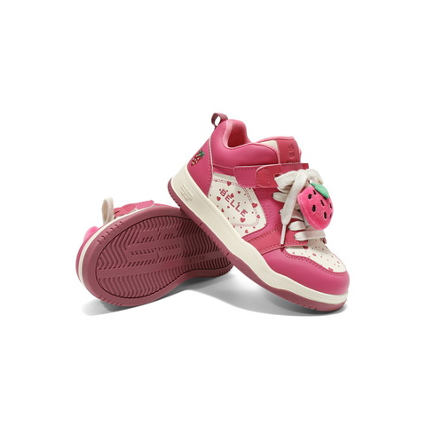 百丽时尚撞色高帮板鞋女童2025冬新商场同款绒毛球休闲鞋82130D85