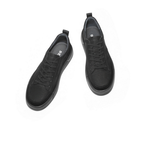 百丽时尚潮搭休闲鞋男2025新款冬季舒适厚底系带板鞋A2180DM5