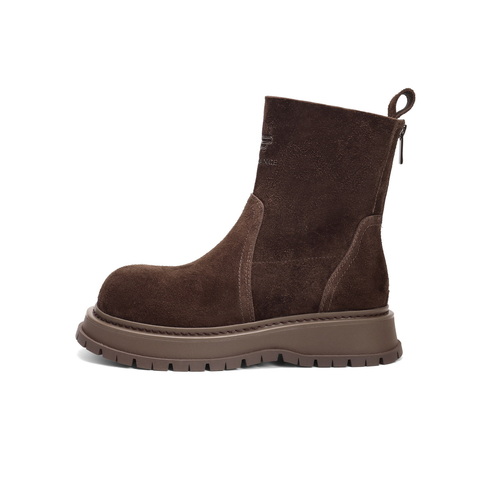 百丽复古时尚时装靴女2025冬新厚底增高舒适休闲短靴B2909DZ5