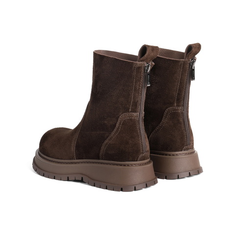 百丽复古时尚时装靴女2025冬新厚底增高舒适休闲短靴B2909DZ5