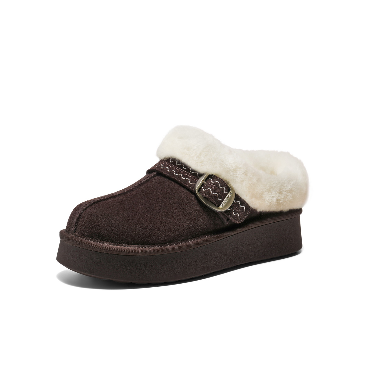 百丽民族风毛毛口毛毛鞋女2025冬新商场同款加毛保暖半拖F3D1DDH5