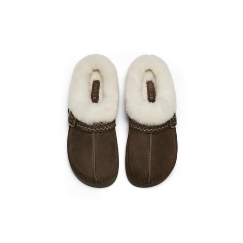 百丽民族风毛毛口毛毛鞋女2025冬新商场同款加毛保暖半拖F3D1DDH5