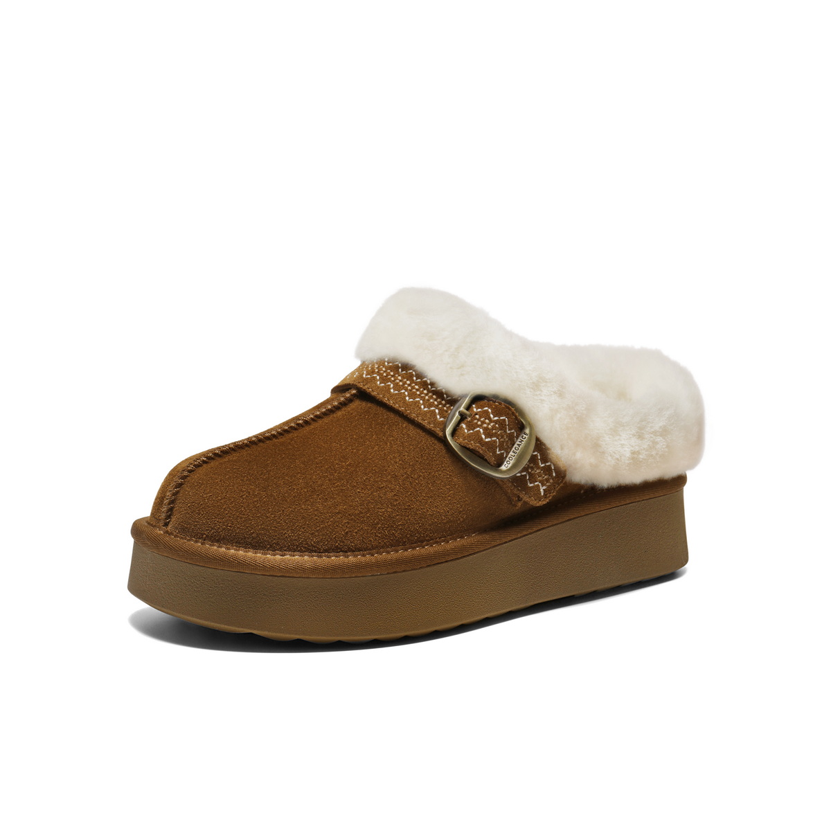 百丽民族风毛毛口毛毛鞋女2025冬新商场同款加毛保暖半拖F3D1DDH5