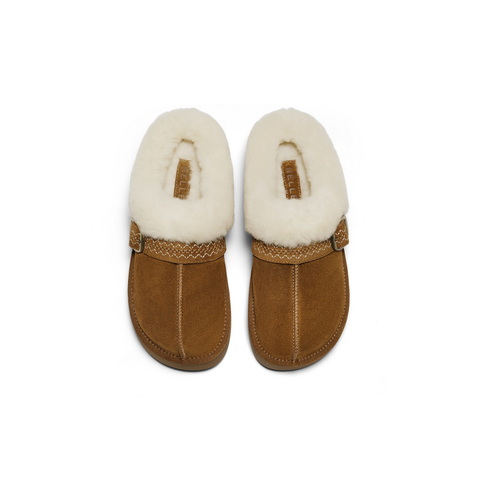 百丽民族风毛毛口毛毛鞋女2025冬新商场同款加毛保暖半拖F3D1DDH5