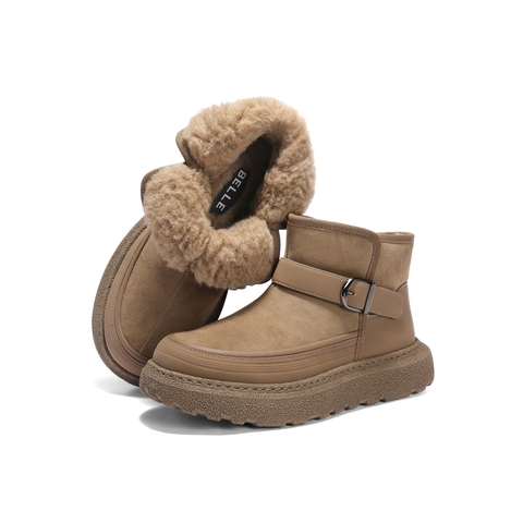 百丽休闲保暖雪地靴男靴2025新款冬季厚底棉靴户外东北靴A2270DD5