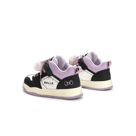 百丽时尚撞色高帮板鞋女童2025冬新商场同款绒毛球休闲鞋82130D85