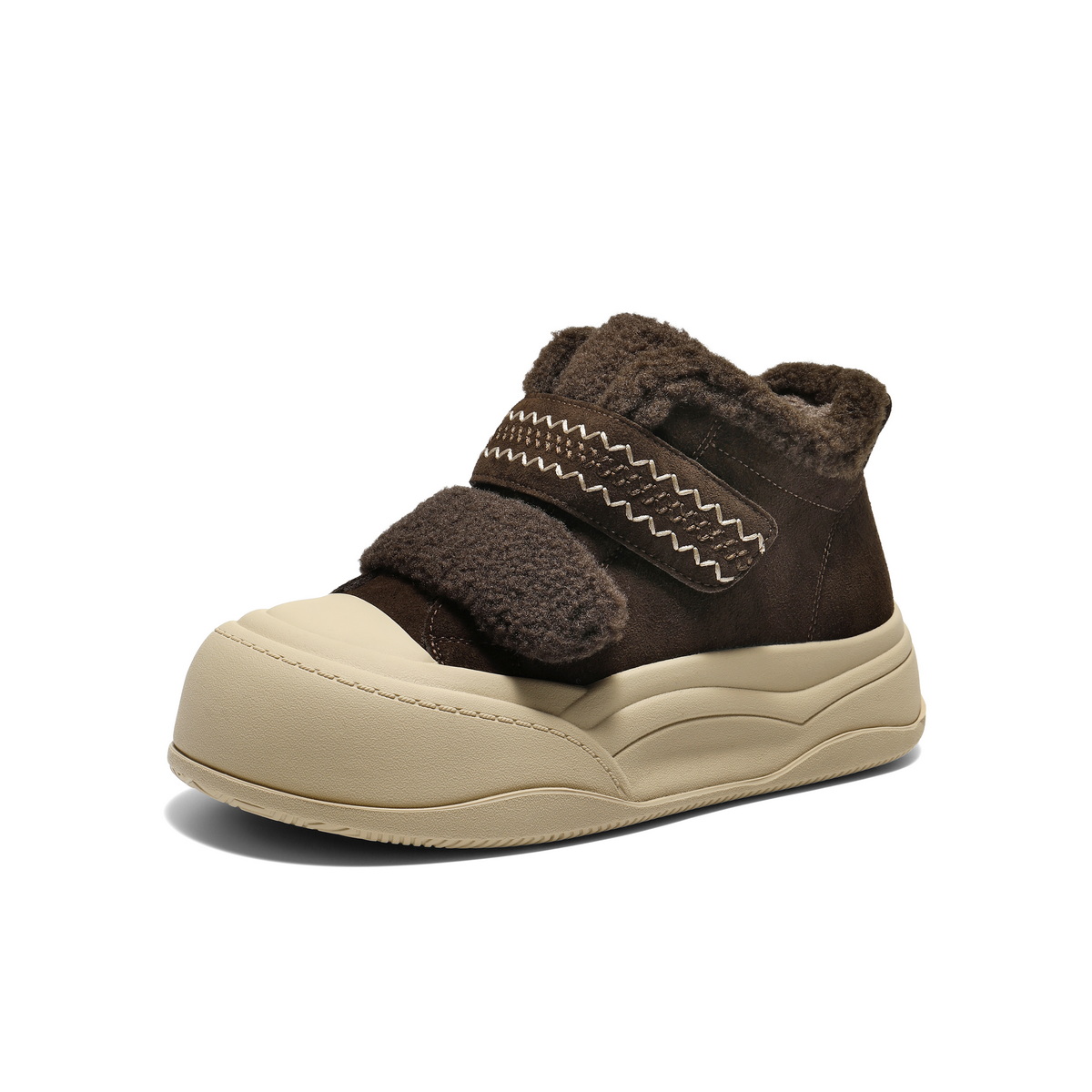 百丽精致刺绣毛毛鞋女2025冬新丑萌大头休闲鞋B3017DM5